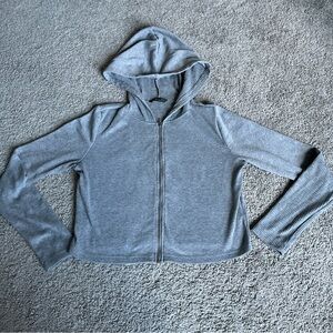 SHEIN LONG SLEEVE FULL ZIP RIBBED HOODED CROPPED JACKET SIZE S